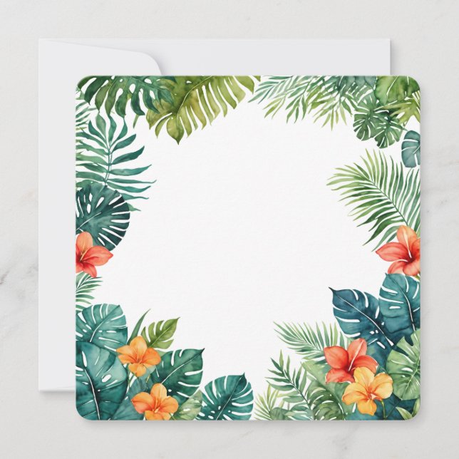Tropical Greenery Frame PNG Botanical Background Einladung (Vorderseite)