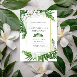 Tropical Greenery Geometric Bridesmaids Luncheon Einladung