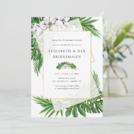 Tropical Greenery Geometric Bridesmaids Luncheon Einladung