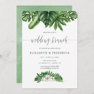 Tropical Greenery Geometric Wedding Brunch Einladu Einladung