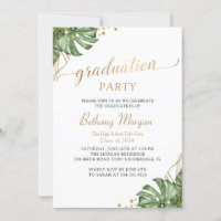 Tropical Greenery Gold Arch Foto Graduation Party
