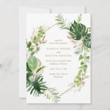 Tropical Greenery Gold Geometric Modern Wedding