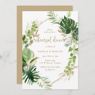 Tropical Greenery Gold Geometric Probe Dinner Einladung