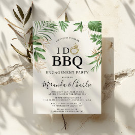 Tropical Greenery & Gold "I Do GRILLEN" Verlobung Einladung