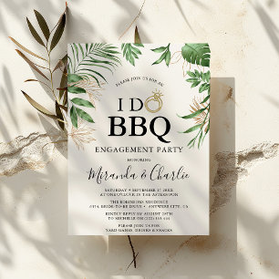 Tropical Greenery & Gold "I Do GRILLEN" Verlobung Einladung