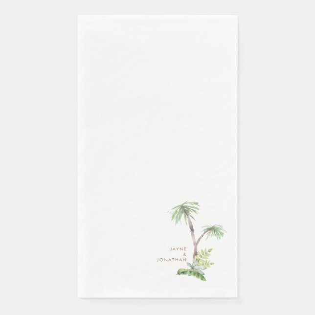 Tropical Greenery Gold Text Custom Couple Names Serviette (Vorderseite)