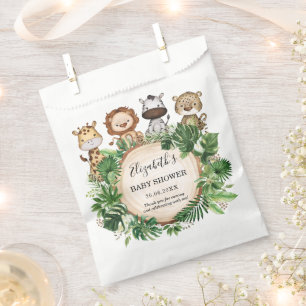 Tropical Greenery Jungle Wild Animals Baby Dusche Geschenktütchen