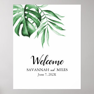 Tropical Greenery Palm Customizable Sign Poster