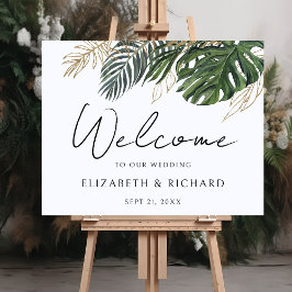 Tropical Greenery Summer Boho Wedding Willkommensz Poster