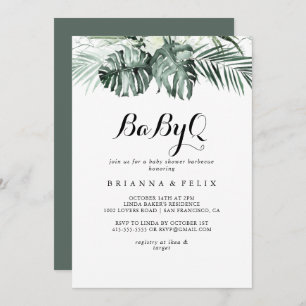 Tropical Greenery White BabyQ Baby Duschgrill Einladung