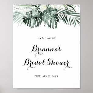 Tropical Greenery White Brautparty Willkommen Poster