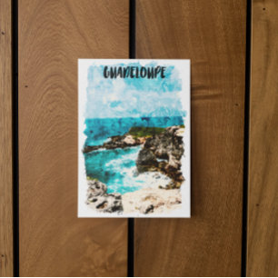 Tropical Guadeloupe Caribbean Island Wasserfarbe Postkarte