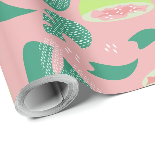 Tropical Guava Fruit and Greenery Pattern Geschenkpapier (Rolleneckpunkt)