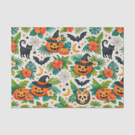 Tropical Halloween Pumpkins Seidenpapier
