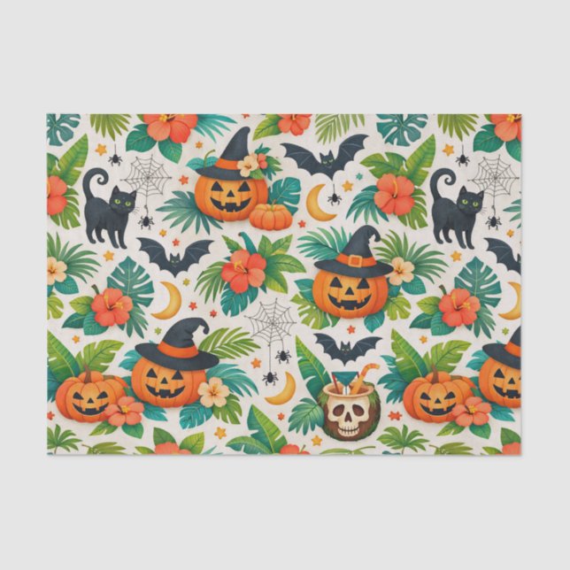 Tropical Halloween Pumpkins Seidenpapier (Vorderseite)
