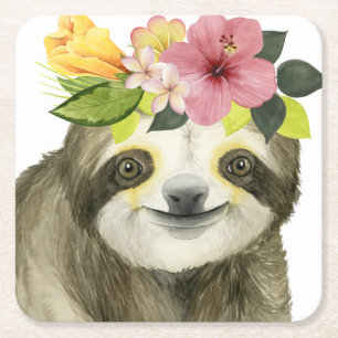 Tropical Halo   Sweet Sloth Rechteckiger Pappuntersetzer
