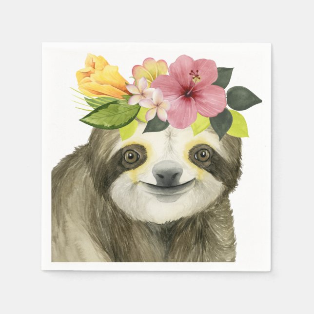 Tropical Halo | Sweet Sloth Serviette (Vorderseite)