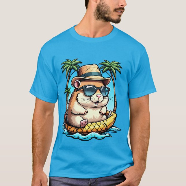 Tropical Hamster in Pineapple Floaty Cute Summer  T-Shirt (Vorderseite)
