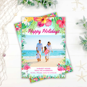 Tropical Happy Holidays Coastal Foto Holiday Card Feiertagskarte