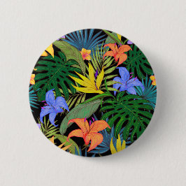 Tropical Hawaii Aloha Blume Graphic Button