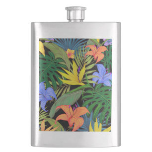 Tropical Hawaii Aloha Blume Graphic Flachmann