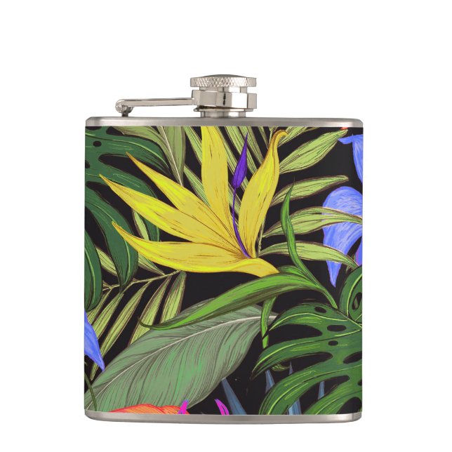 Tropical Hawaii Aloha Blume Graphic Flachmann (Vorderseite)