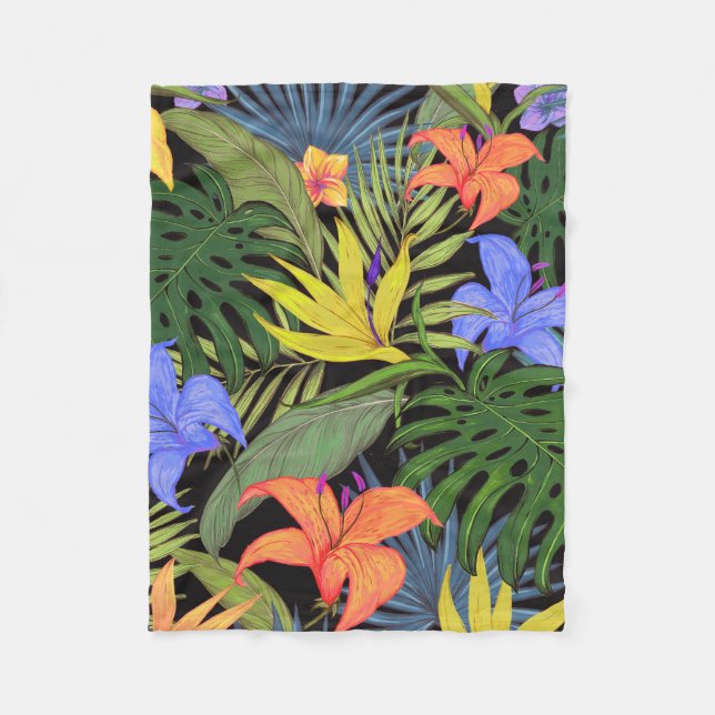 Tropical Hawaii Aloha Blume Graphic Fleecedecke (Vorderseite)