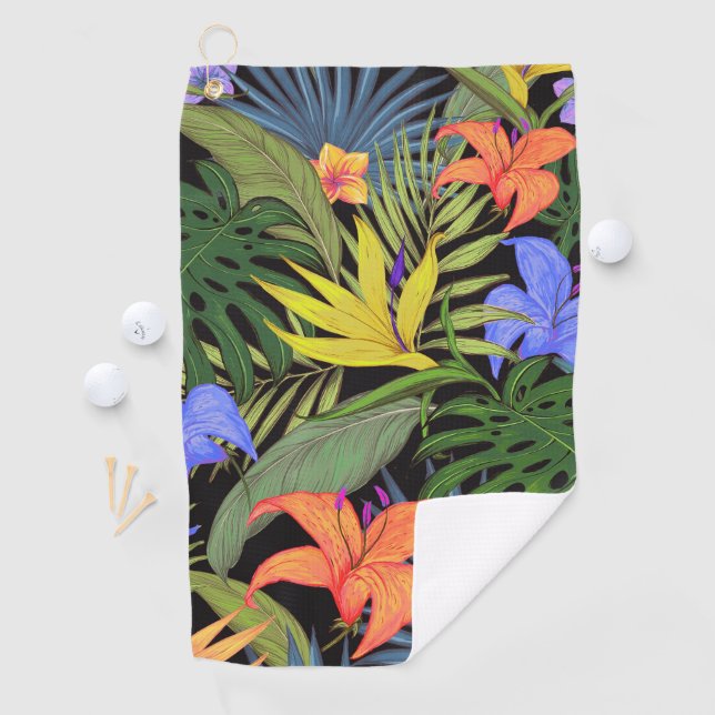 Tropical Hawaii Aloha Blume Graphic Golfhandtuch (Insitu)