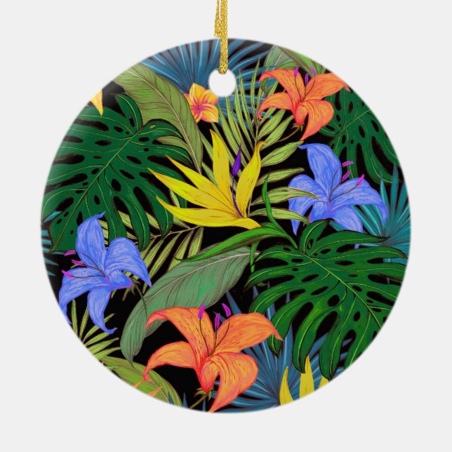 Tropical Hawaii Aloha Blume Graphic Keramik Ornament (Hinten)