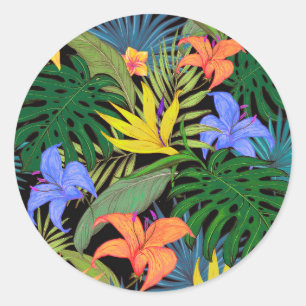 Tropical Hawaii Aloha Blume Graphic Runder Aufkleber
