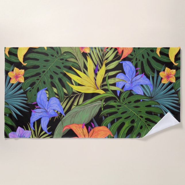 Tropical Hawaii Aloha Blume Graphic Strandtuch (Vorderseite)