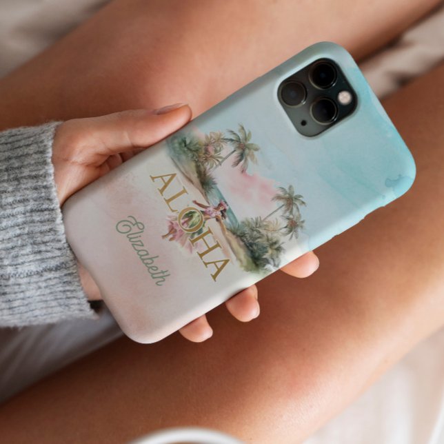 Tropical Hawaii Aloha Hula Girl Custom iPhone Case iPhone Hülle (Customizable Aloha phone case)
