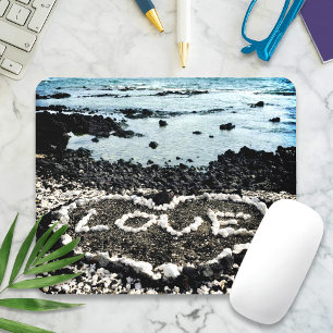 Tropical Hawaii Black Sand Beach Coral Liebe Herz Mousepad