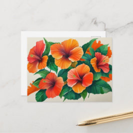 Tropical Hawaii Orange Hibiskus Blume Postkarte