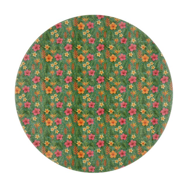 Tropical/Hawaii patterned floral Schneidebrett (Vorderseite)