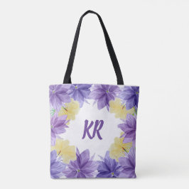 Tropical Hawaii Purple Flowers Mit Monogramm