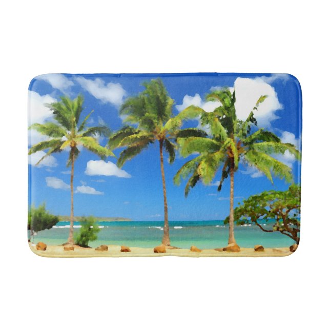 Tropical Hawaii Summer Beach Palm Trees Badematte (Vorderseite)