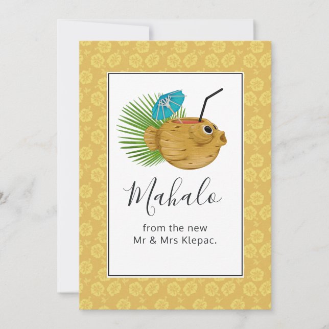 Tropical Hawaii Tiki Totem Summer Dankeskarte (Vorderseite)