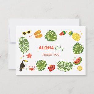 Tropical Hawaiian Aloha Baby Dusche Dankeskarte
