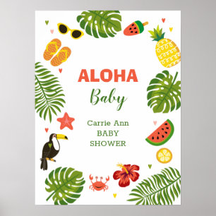 Tropical Hawaiian Aloha Baby Dusche Poster