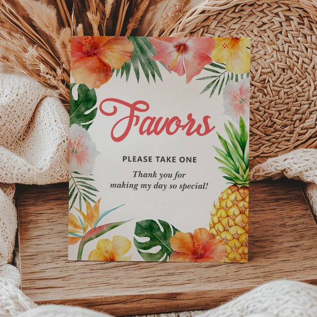 Tropical Hawaiian Birthday Party Lieblingsuntersch Sockelschild (Von Creator hochgeladen)