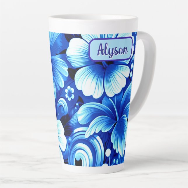 Tropical Hawaiian Flowers Hibiscus Personalized Milchtasse (Rechte Ecke)
