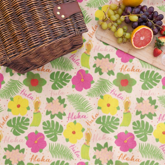 Tropical Hawaiian Hula Dancer Cozy Art Fleecedecke (Tropical Hawaiian Flower Aloha Hula Woman Fleece Blanket)