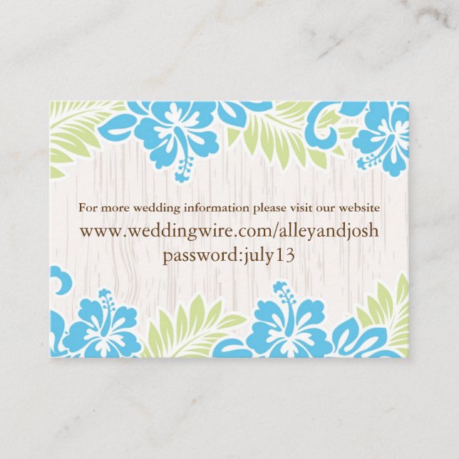 Tropical Hawaiian Info Card Türkis Begleitkarte (Vorderseite)