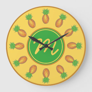 Tropical Hawaiian Island Ananas Beach Initial Große Wanduhr