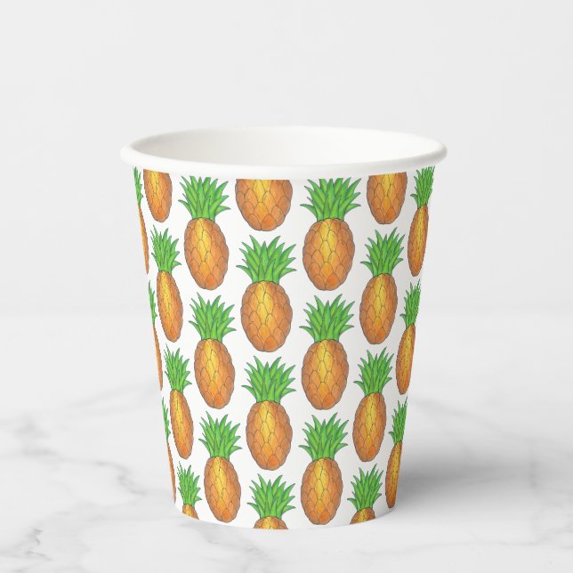 Tropical Hawaiian Island Ananas Beach Print Pappbecher (Vorderseite)