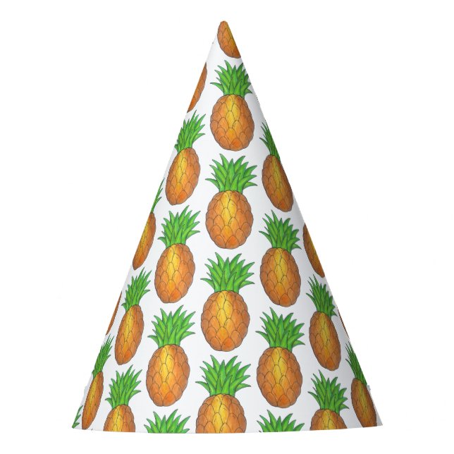 Tropical Hawaiian Island Ananas Beach Print Partyhütchen (Vorderseite)