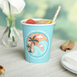 Tropical Hawaiian Island Palm Trees Good Vibes Pappbecher