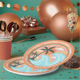 Tropical Hawaiian Island Palm Trees Good Vibes Pappteller