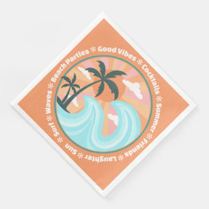 Tropical Hawaiian Island Palm Trees Good Vibes Serviette